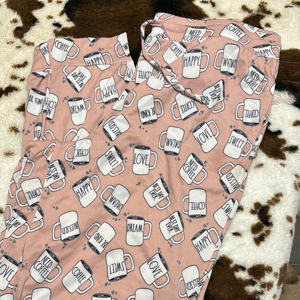 Rae Dunn pink mug pajama pants